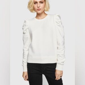 REBECCA MINKOFF Janine Puff Sleeve Sweatshirt In White XS